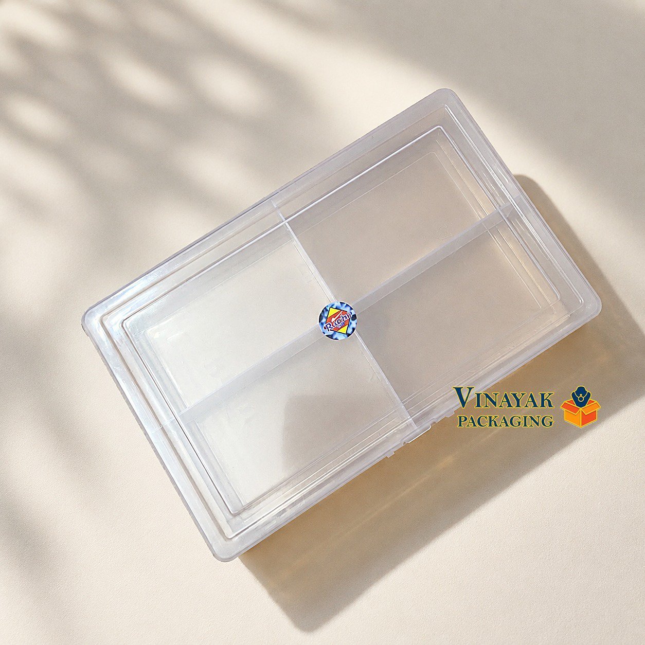 Transparent Plastic Storage Box with 4 Compartments