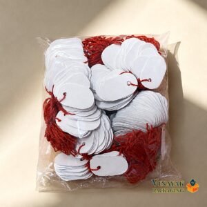 White Price Tags with Red String for Jewellery, Clothing & Gift Items (1000 pcs)