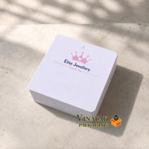 100 Pcs Elite Jewellery Display Cards for Hair Clips | Premium White Hanging Packaging Cards (2.5*2.5 inch)