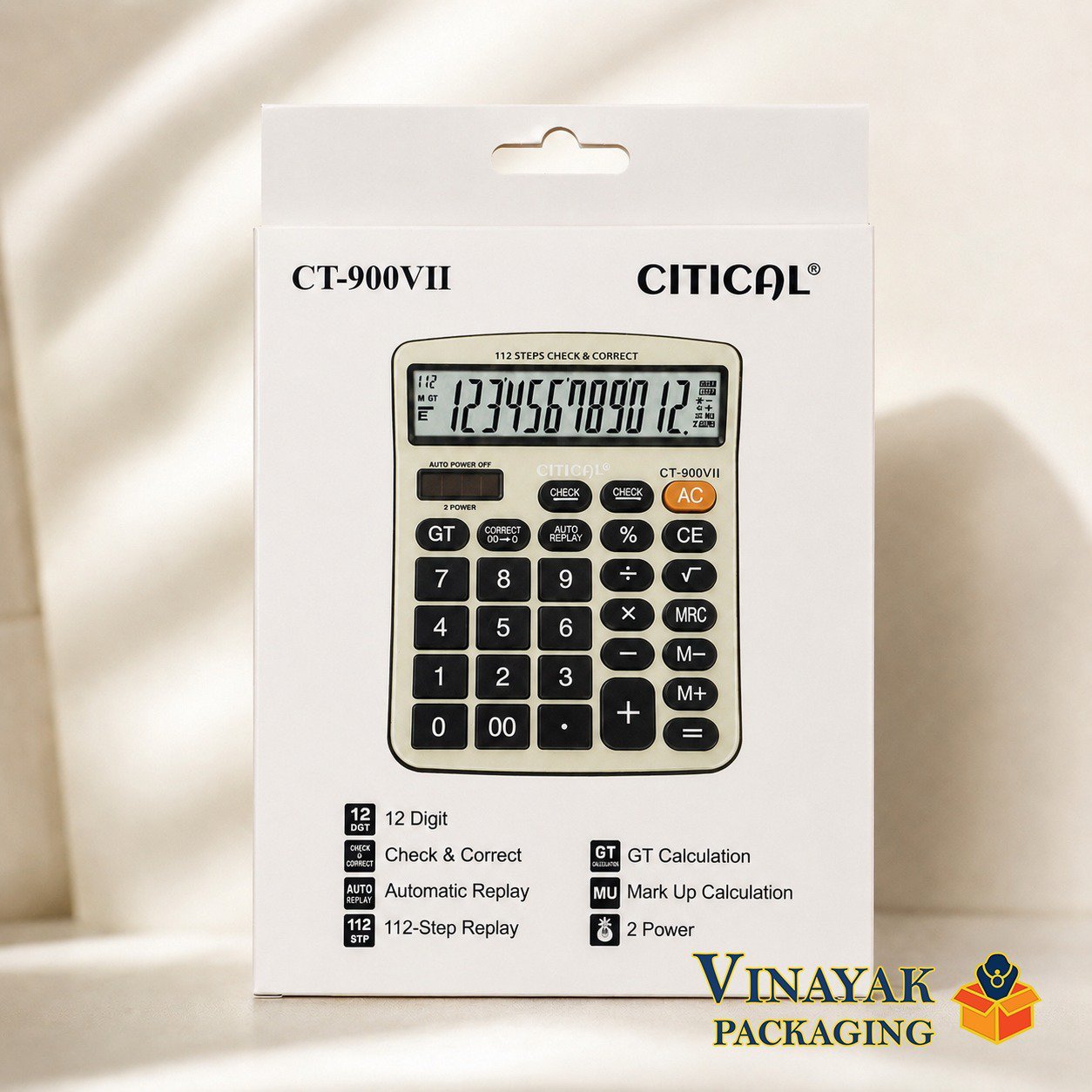 12 Digit Electronic Calculator CT-900VII | Check & Correct Desktop Calculator with 112 Step Replay, GT & MU Function