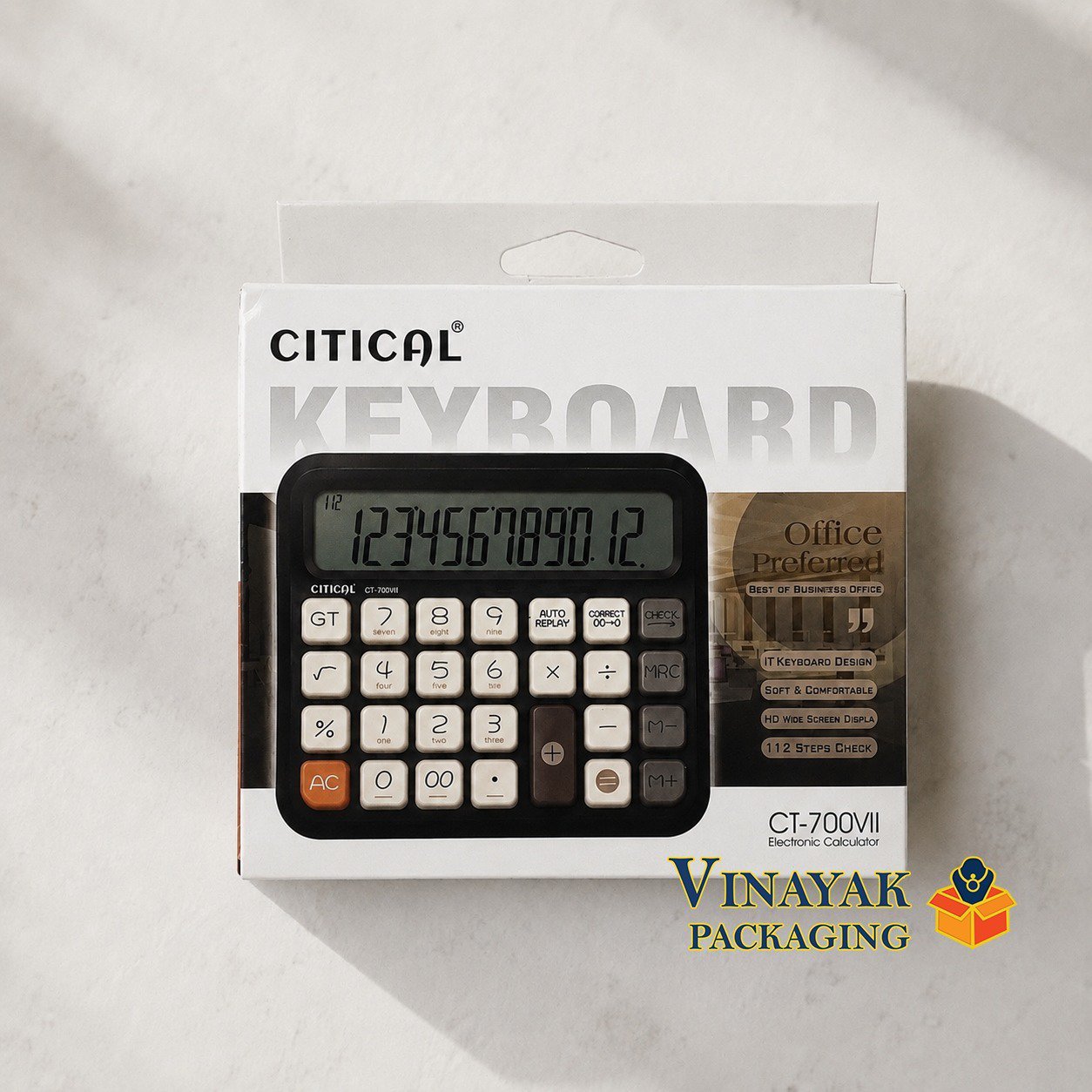 CITICAL CT-700VII 12 Digit Electronic Calculator | Big Display Desktop Calculator with GT Calculation & Auto Replay