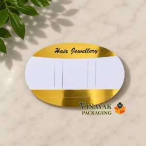 Premium Hair Jewellery Display Cards | Gold White Oval Hair Clip Packaging Cards (100 pcs)
