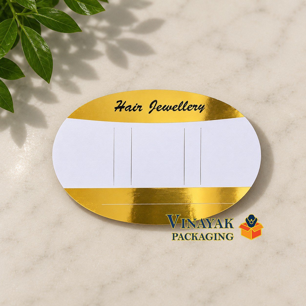 Premium Hair Jewellery Display Cards | Gold White Oval Hair Clip Packaging Cards (100 pcs)
