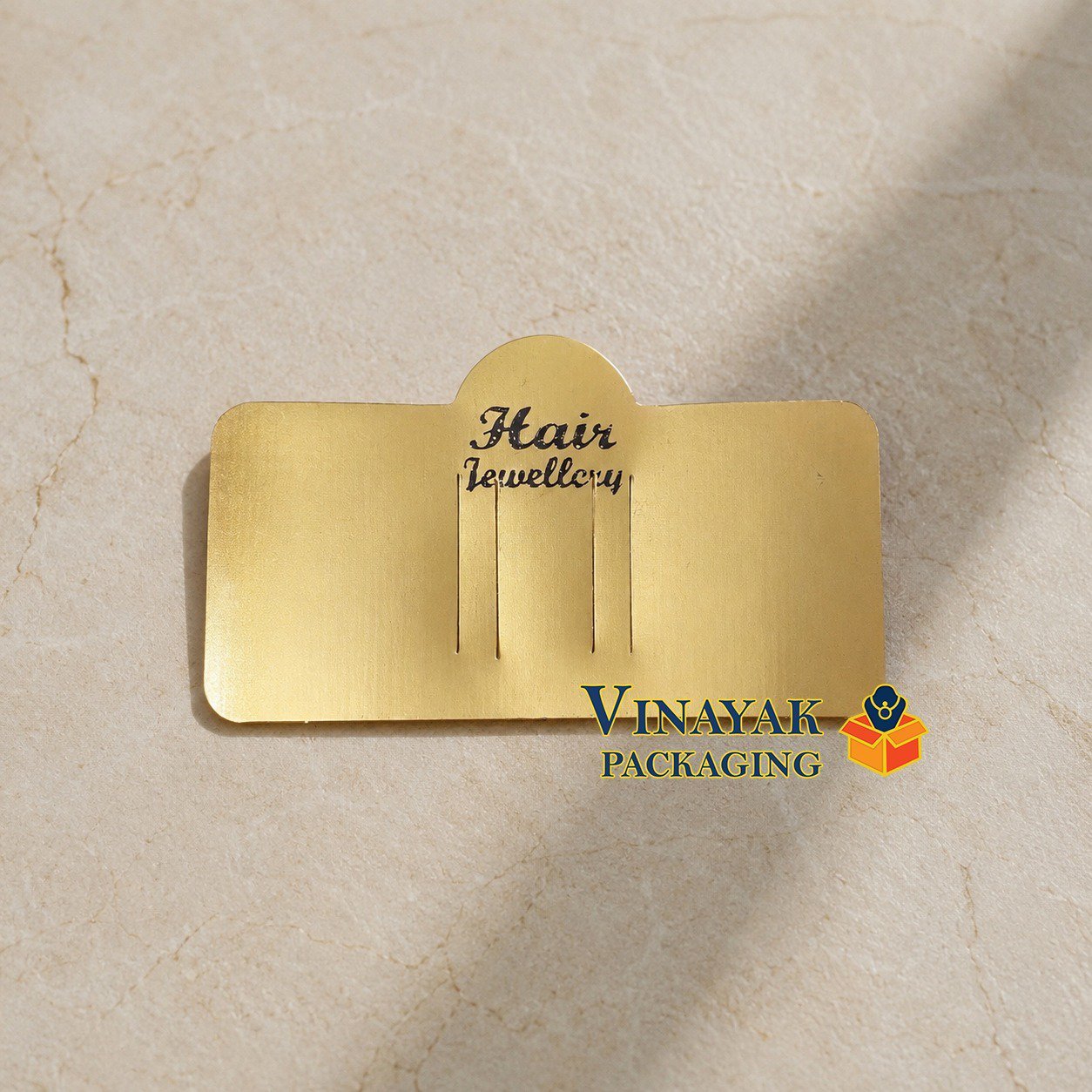 100 Pcs Hair Jewellery Display Cards – Golden Matte Hair Accessories Packaging Cards for Clips