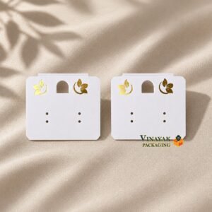 White Earring Display Cards with Gold Design (100 pcs)