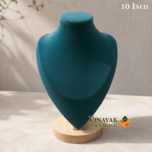 10 Inch Velvet Necklace Display Bust Stand with Wooden Base