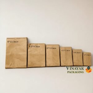 Brown Kraft Paper Bags Assorted Sizes – Eco-Friendly Flat Paper Packaging Bags (pack of 100 pcs)