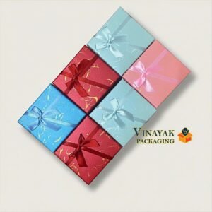Luxury Gift Jewelry Box with Ribbon Bow & Cushion Insert - 6 pcs (size 3.5*3.5)