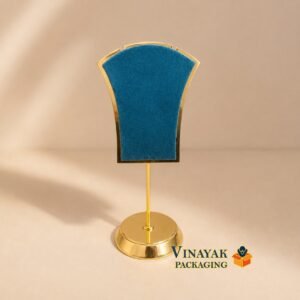 Gold Metal Chain Display Stand with Velvet Necklace Holder