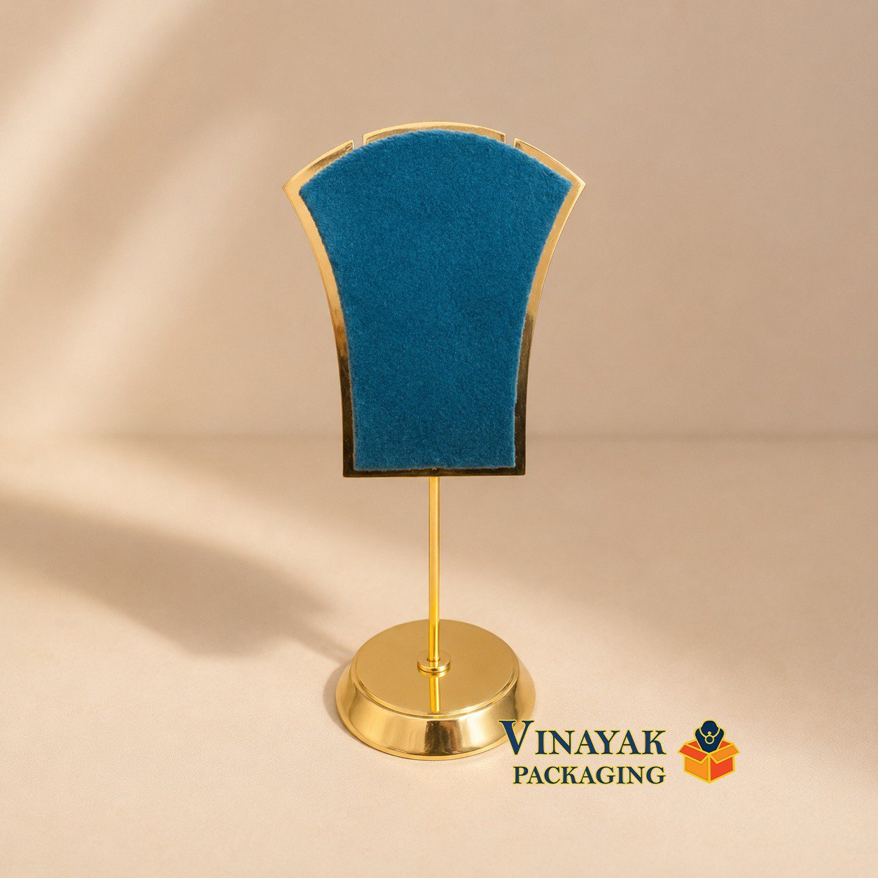 Gold Metal Chain Display Stand with Velvet Necklace Holder