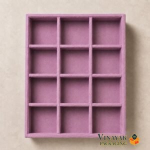 Multi-Purpose Velvet Jewellery Display Tray with 12 Compartments