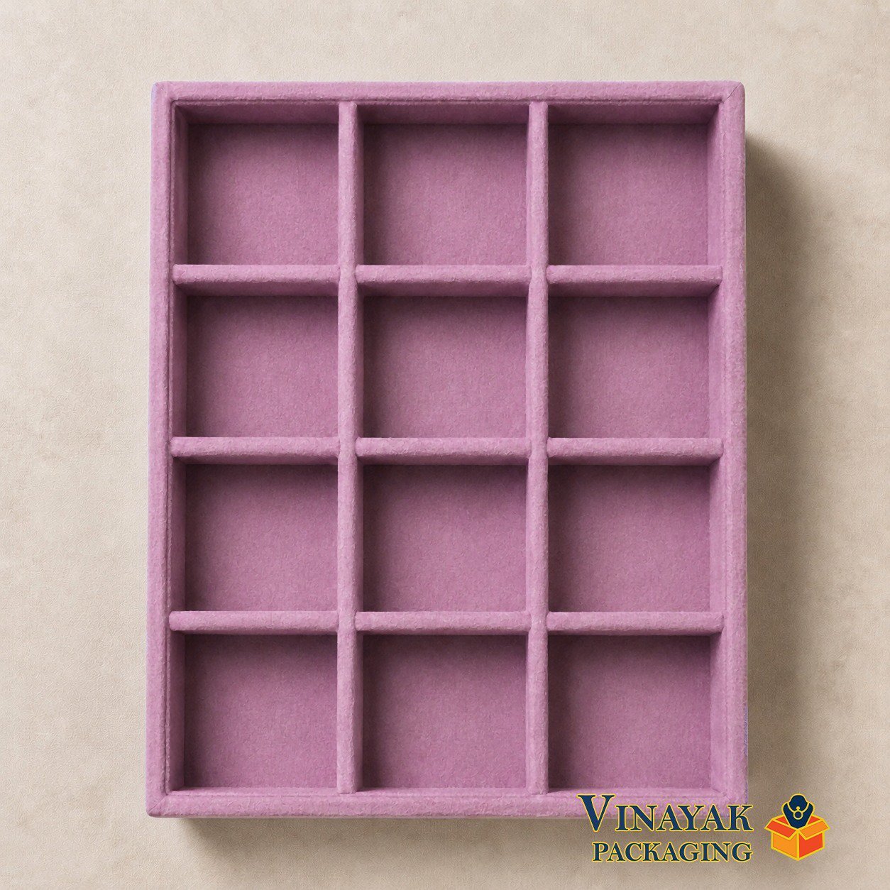 Multi-Purpose Velvet Jewellery Display Tray with 12 Compartments