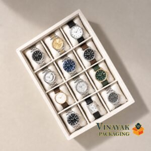 Velvet Watch Display Tray with 12 Cushion Compartments