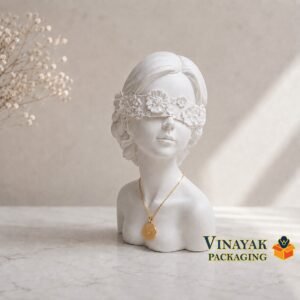 Elegant Blindfold Lady Resin Jewelry Display Bust | Luxury Necklace Photoshoot Mannequin Stand