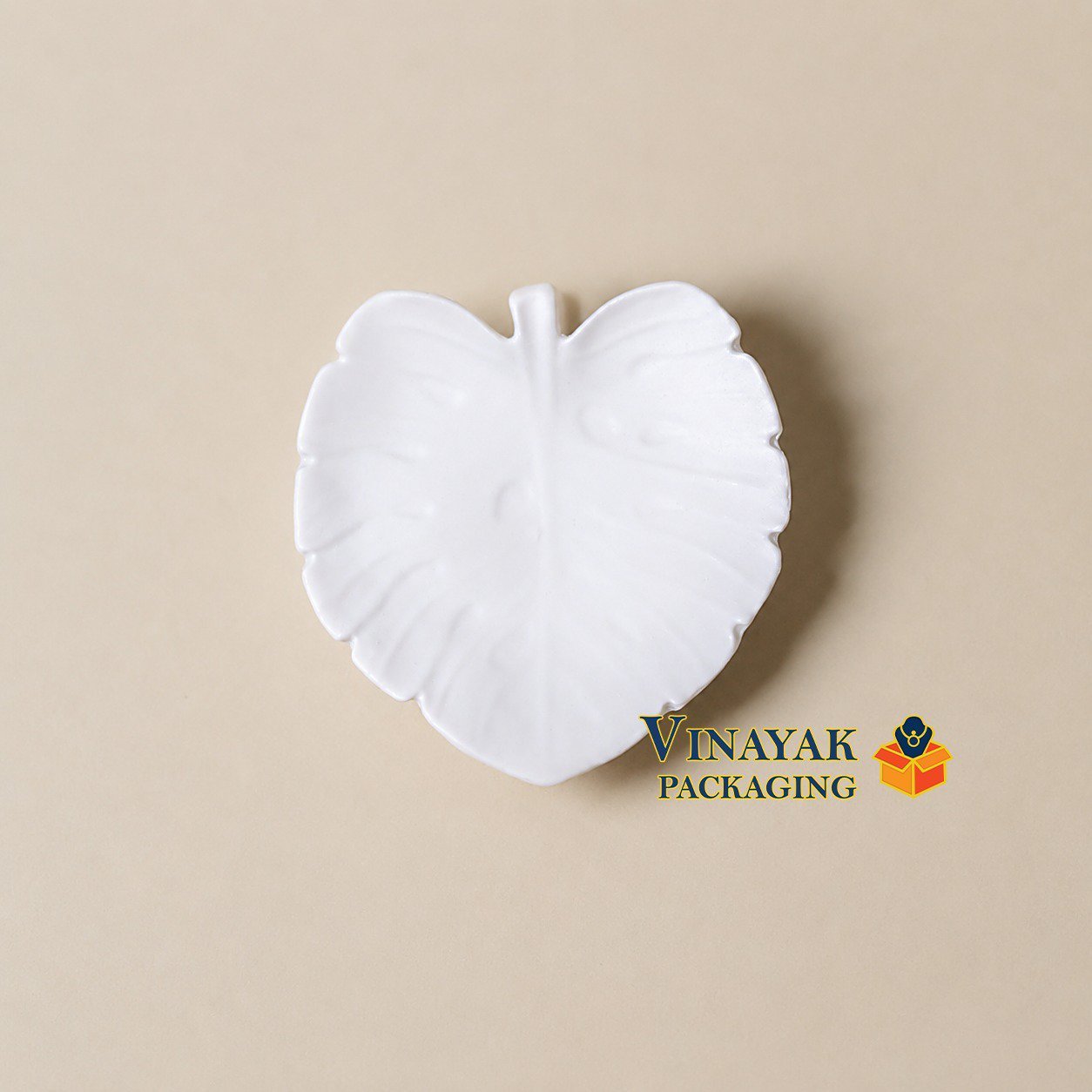 Leaf Shape Ceramic Jewellery Photoshoot Tray | White Decorative Display Plate for Rings, Earrings, Necklaces & Bracelets