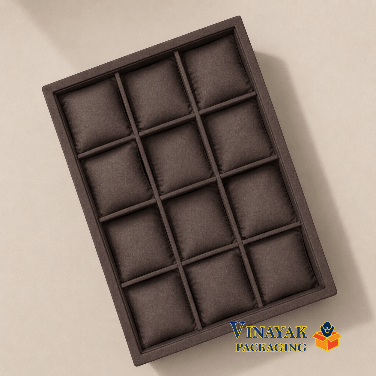 brown watch tray