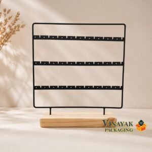 Premium Metal Earring Display Stand with Wooden Base | 2 & 3 Tier Jewelry Organizer Holder