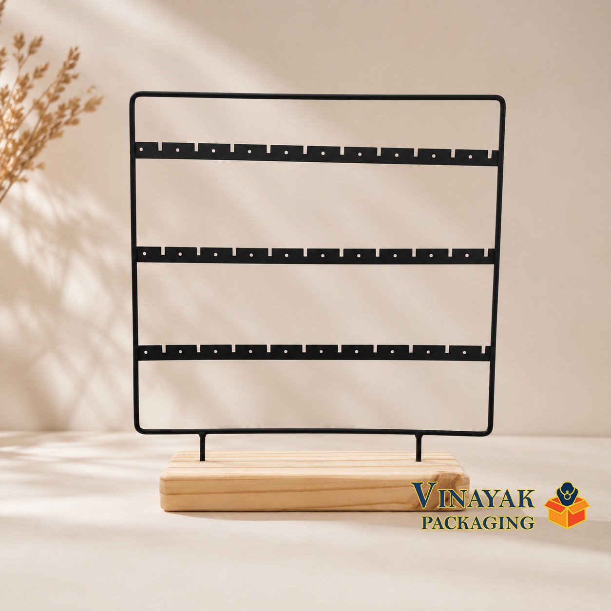 Premium Metal Earring Display Stand with Wooden Base | 2 & 3 Tier Jewelry Organizer Holder