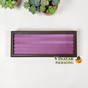 Premium Velvet Roll Ring Display Tray with Wooden Frame