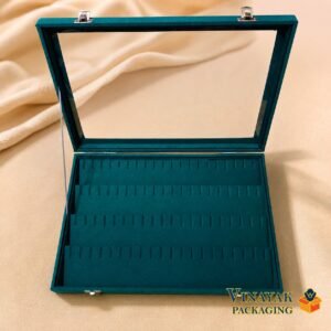 Premium Velvet Earring Display Box with Transparent Glass Lid