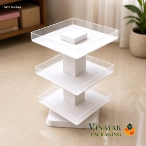3-Tier 360° Rotating Nail Polish Display Stand | Square Cosmetic Organizer Rack