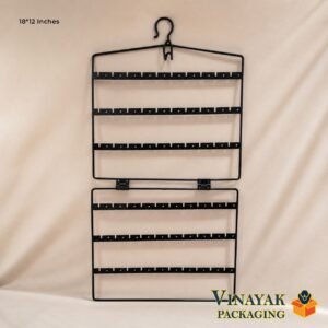 Foldable Hanging Metal Earring Display Stand | 18 x 12 Inch Black Jewellery Organizer Rack