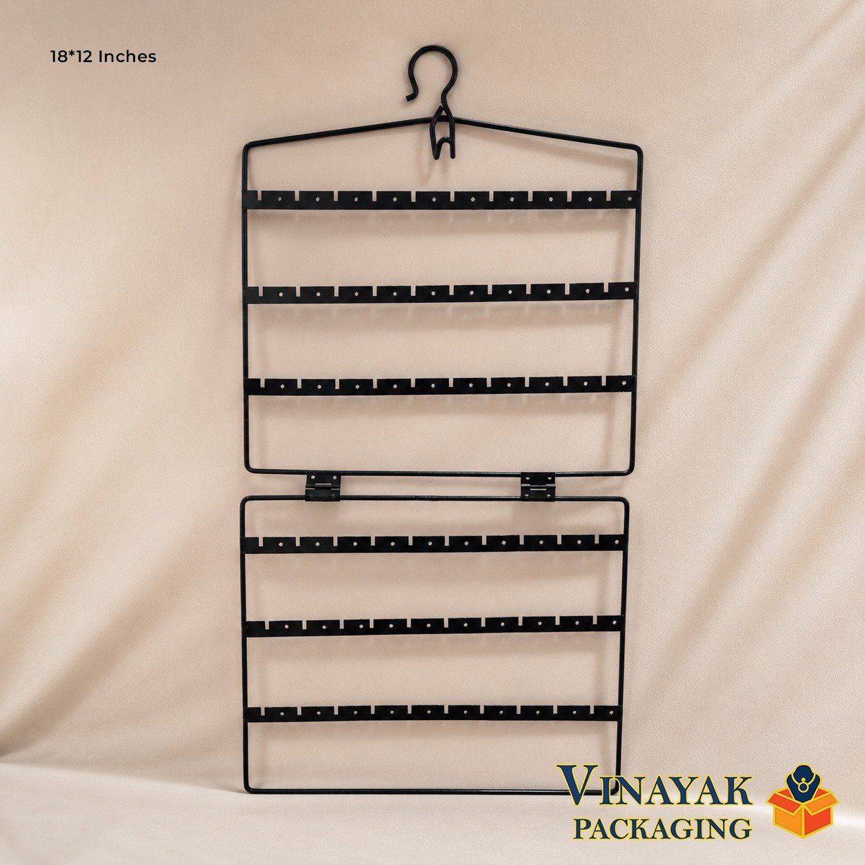 Foldable Hanging Metal Earring Display Stand | 18 x 12 Inch Black Jewellery Organizer Rack