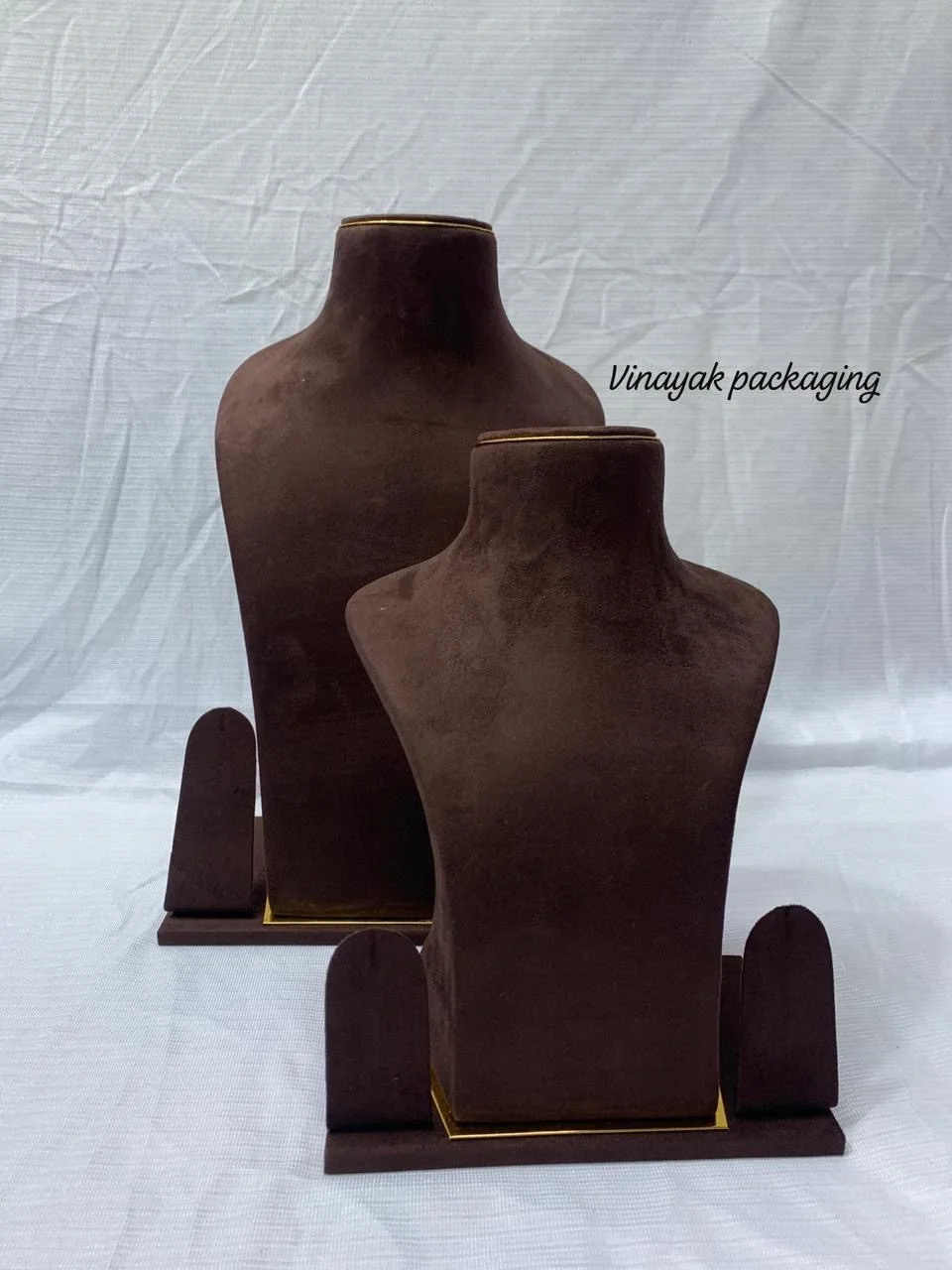Brown Velvet Necklace Display Stand Set
