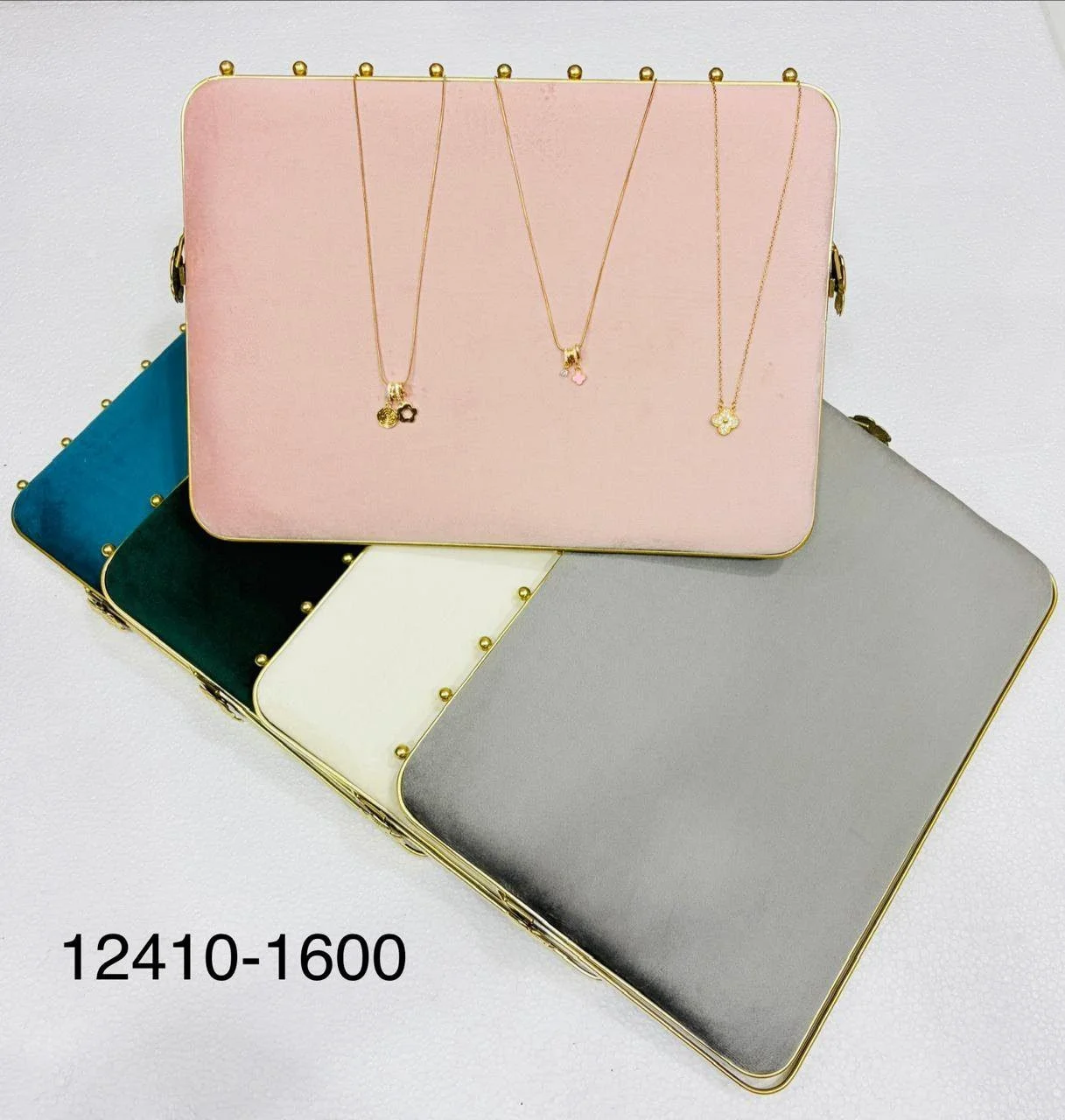 Elegant Velvet Jewelry Display stand with Gold Edge – Necklace & Pendant Organizer