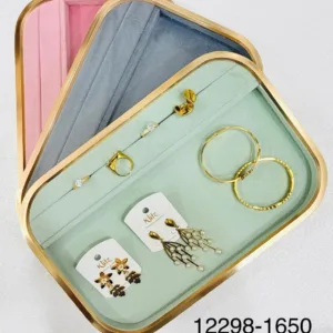 Premium Side Metal Velvet Jewelry Organizer Tray – Gold Frame Ring, Earring & Bracelet Display