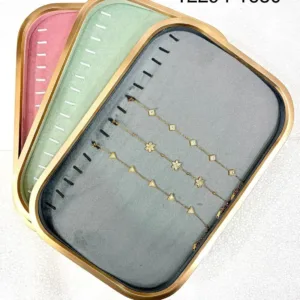 Premium Side matal Velvet Jewelry Organizer Tray with Gold Frame – Necklace & Bracelet Display
