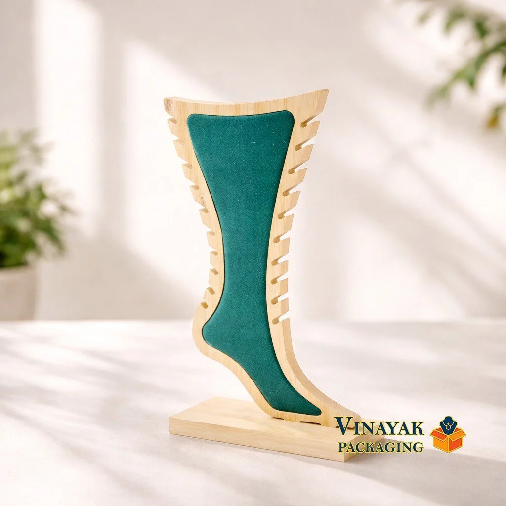 Wooden Anklet Display Stand with Velvet Padding