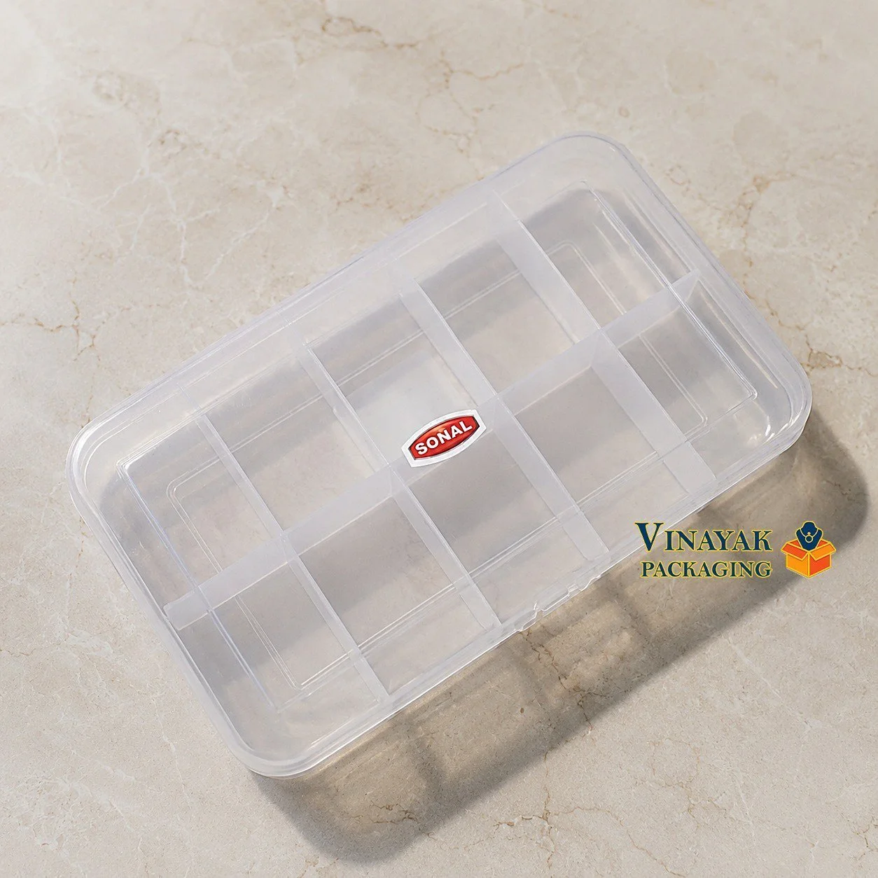 Transparent Plastic Organizer Box with Compartments
