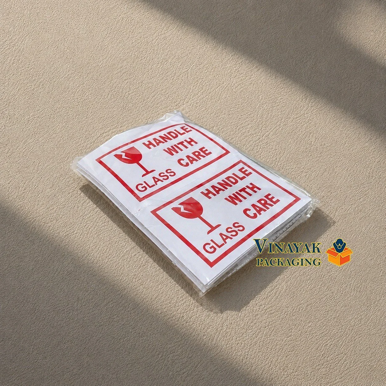 Handle With Care Glass Sticker Labels for Packaging | Fragile Warning Sticker (100 pcs)