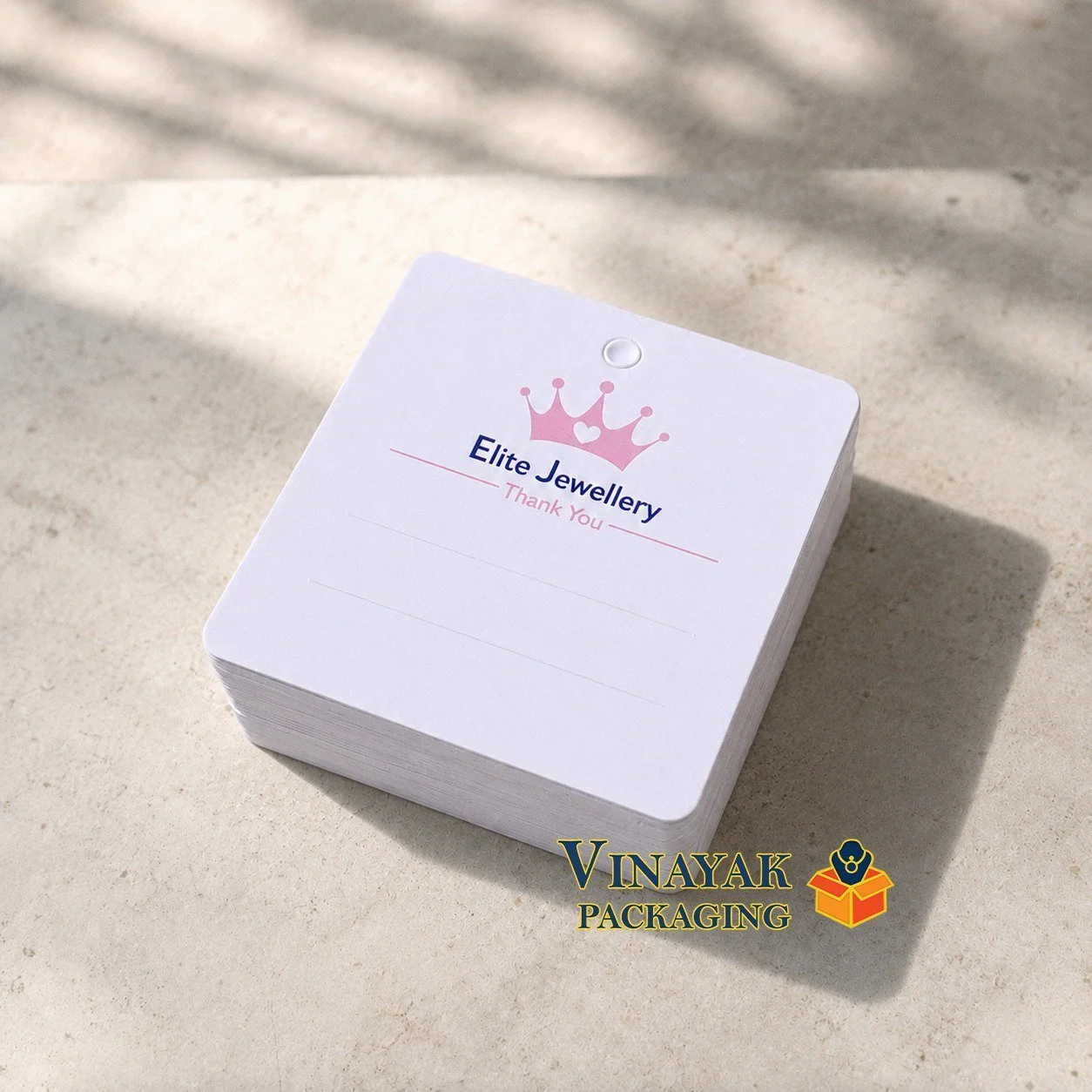 100 Pcs Elite Jewellery Display Cards for Hair Clips | Premium White Hanging Packaging Cards (2.5*2.5 inch)