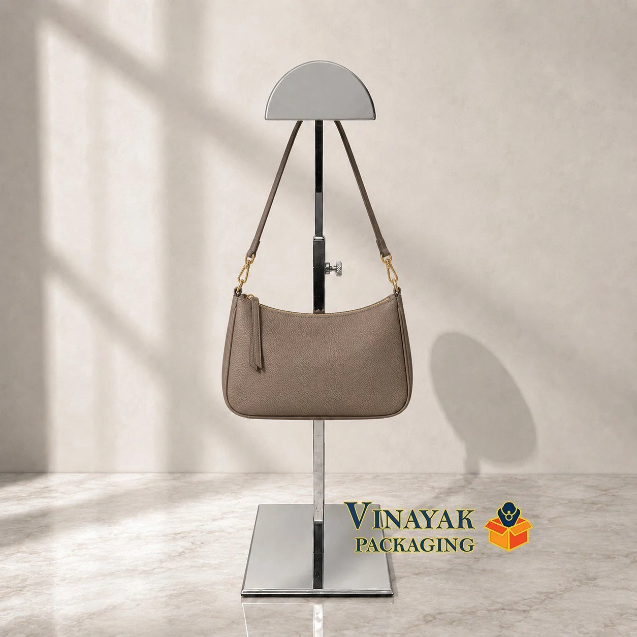 Stainless Steel Adjustable Height Handbag Display Stand (minimum height 15 inch, maximum height 24 inch)