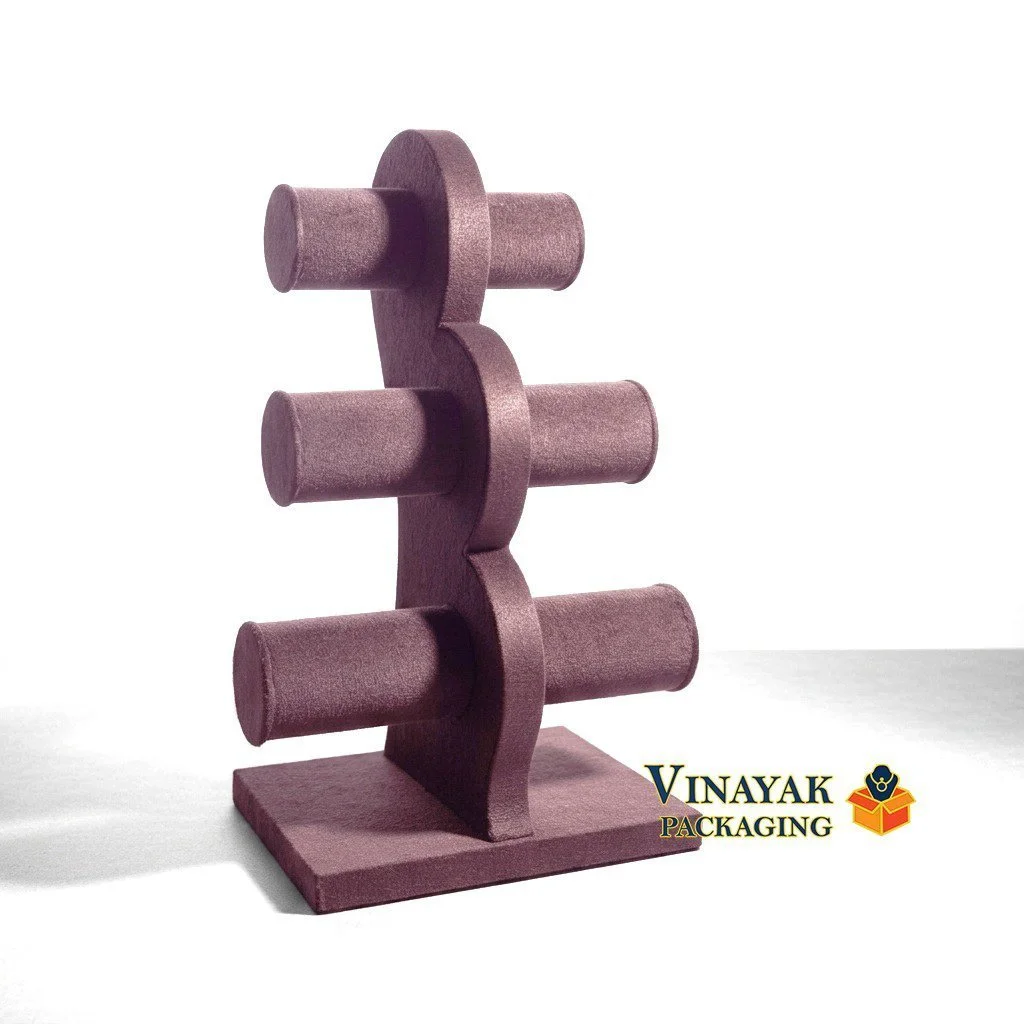 Premium Velvet Bangle & Bracelet Display Stand | 3-Tier Jewelry Organizer Holder for Bangles and Bracelets (11 inch)