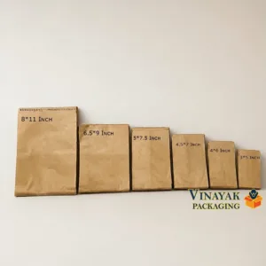 Brown Kraft Paper Bags Assorted Sizes – Eco-Friendly Flat Paper Packaging Bags (pack of 100 pcs)