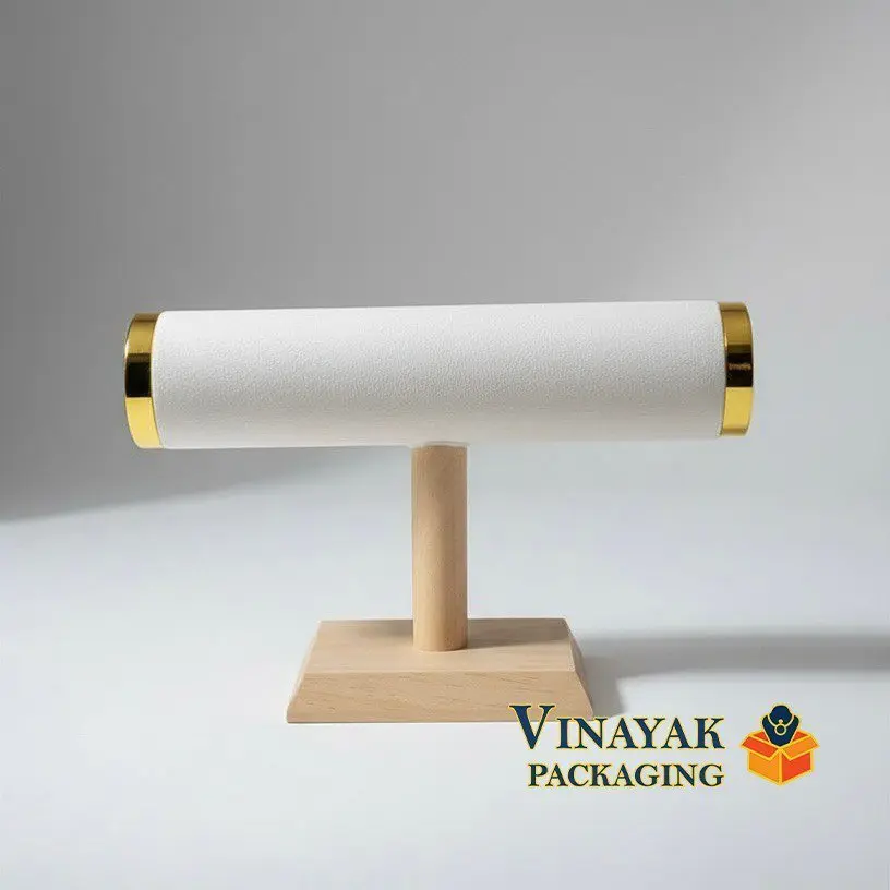 Luxury T-Bar Jewelry Display Stand | Velvet Bracelet & Watch Holder