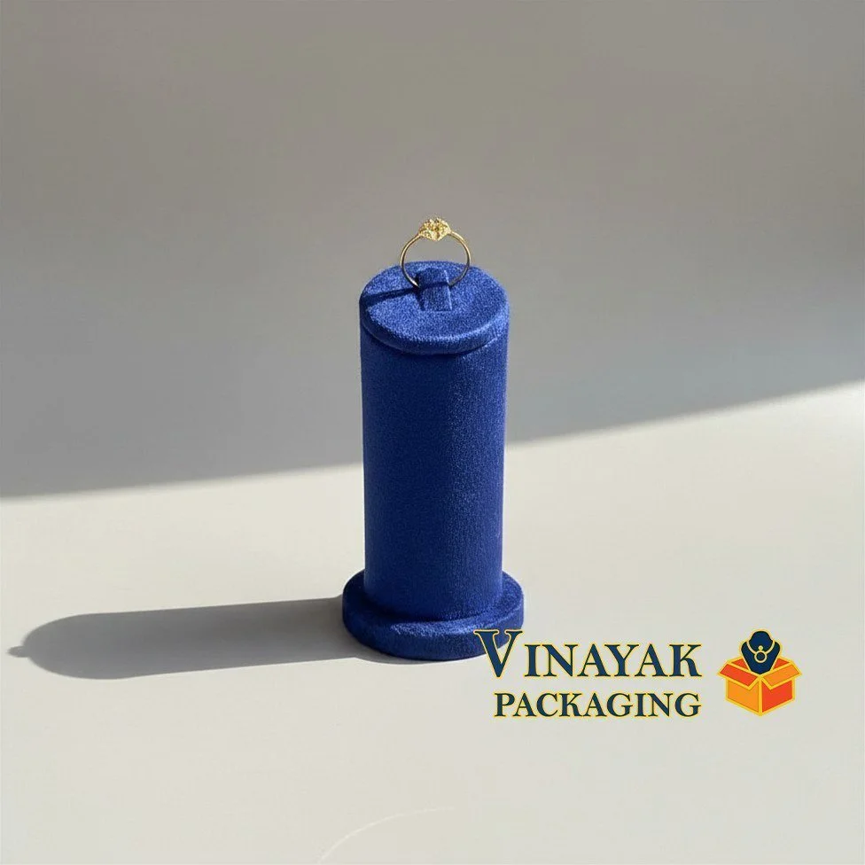 Premium Velvet Ring Display Stand – Cylindrical Jewellery Holder