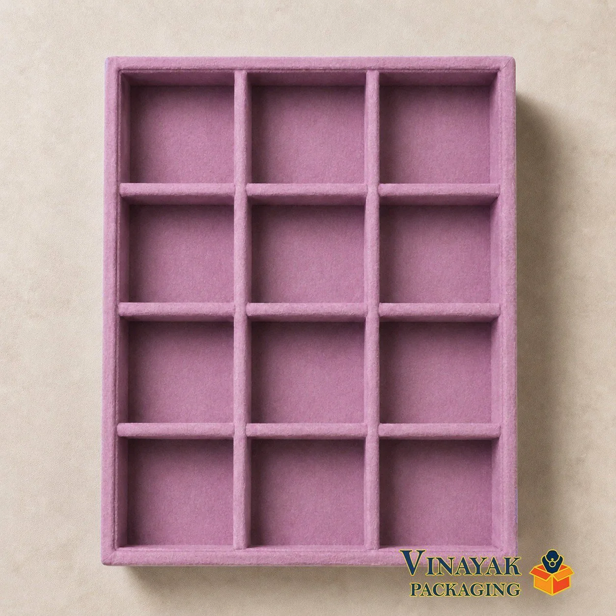 Multi-Purpose Velvet Jewellery Display Tray with 12 Compartments