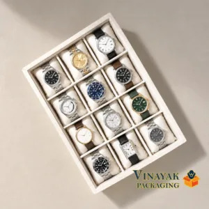 Velvet Watch Display Tray with 12 Cushion Compartments