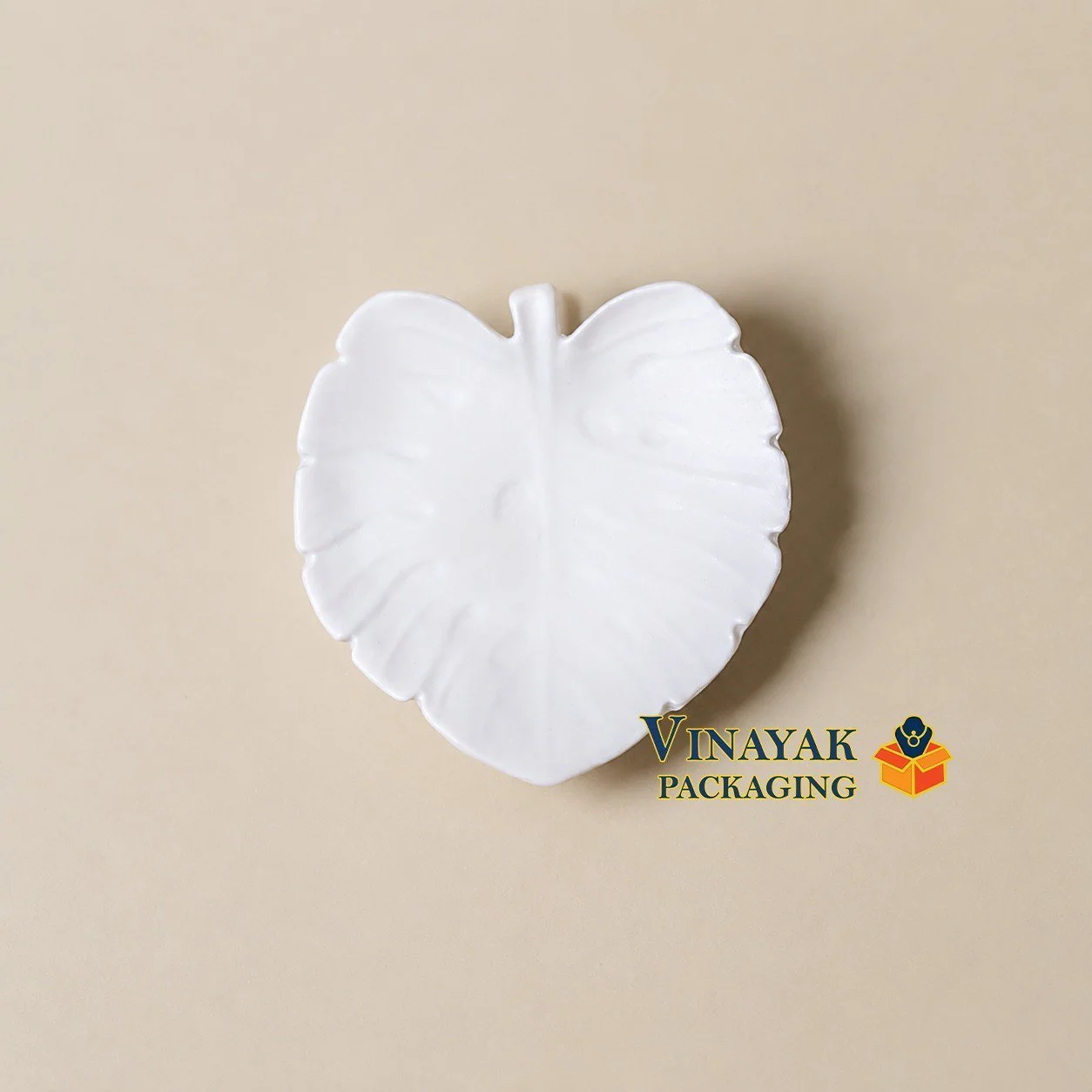 Leaf Shape Ceramic Jewellery Photoshoot Tray | White Decorative Display Plate for Rings, Earrings, Necklaces & Bracelets