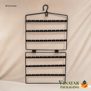 Foldable Hanging Metal Earring Display Stand | 18 x 12 Inch Black Jewellery Organizer Rack