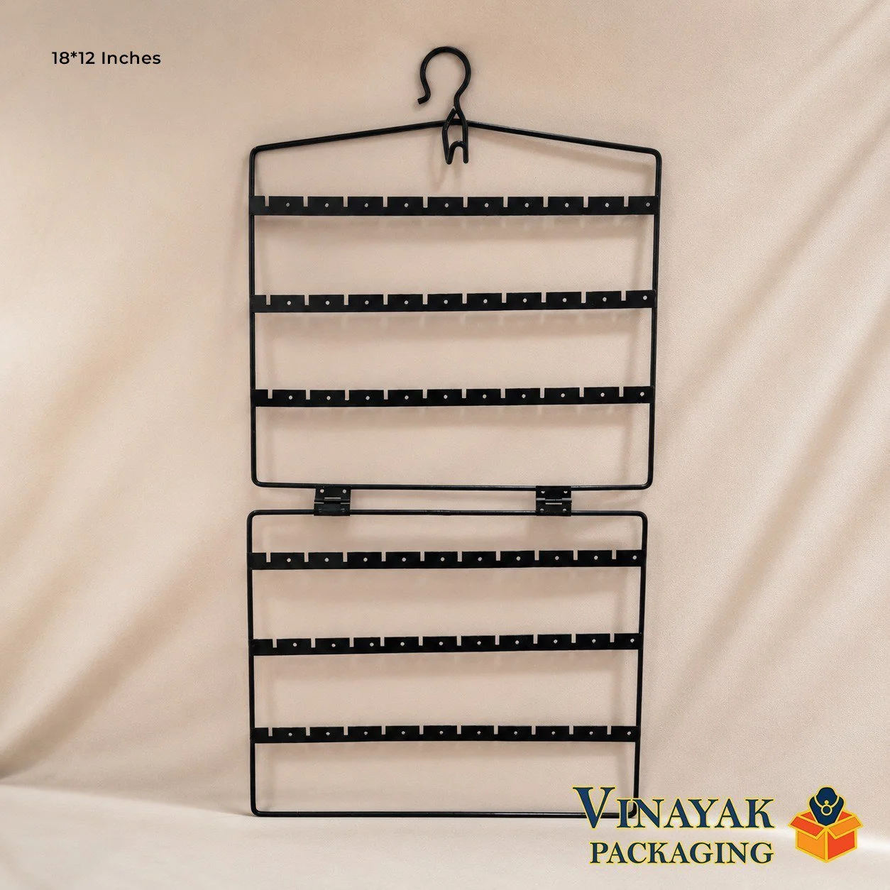 Foldable Hanging Metal Earring Display Stand | 18 x 12 Inch Black Jewellery Organizer Rack