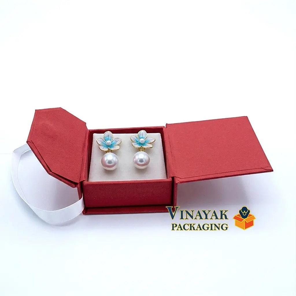 6 Pcs Premium magnetic Gift Box for Earrings with Ribbon Handle (4*3.5 inch)