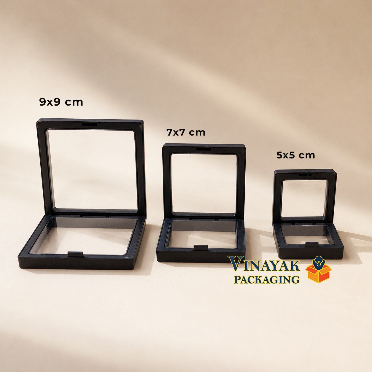 Pack of 10 Black Transparent Jewelry Display Boxes – Black Square Storage Case for Rings, Earrings, Pendants, Coins & Small Accessories
