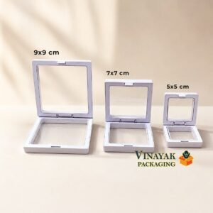 Pack of 10 Transparent Jewelry Display Boxes – White Square Box for Earrings, Rings, Chains, Coins & Small Accessories