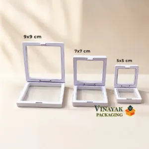 Pack of 10 Transparent Jewelry Display Boxes – White Square Box for Earrings, Rings, Chains, Coins & Small Accessories