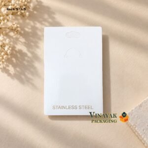 Stainless Steel Jewelry Display Card & Box – White Earring/pendant chain Packaging Card, 5x3.5 Inch